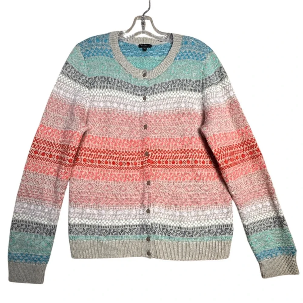 Talbots‎ Fair Isle Mohair Lambswool Blend Cardigan Sweater Women’s Large